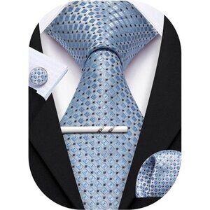 New Men Plaid/Striped Ties Set Silk Business Wedding Formal Fashion Necktie